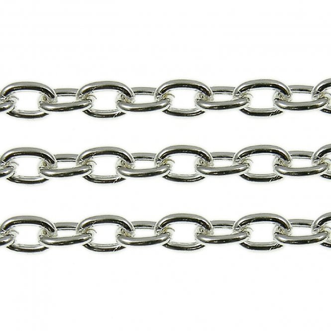 3.5x5.5mm Small Steel Trace Chain - Silver Plated - 1m