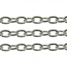 3.5x5.5mm Small Steel Trace Chain - Silver Plated - 1m