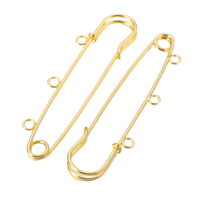 3 Inch (75mm) Kilt Pins with Loops - Gold Plated -  2pcs