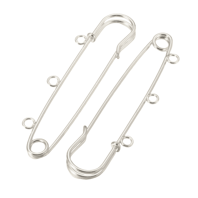 3 Inch (75mm) Kilt Pins with Loops - Silver Plated -  2pcs