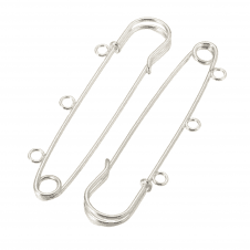 3 Inch (75mm) Kilt Pins with Loops - Silver Plated - 2pcs
