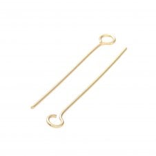 304 Stainless Steel 25mm Eyepins Findings - 18k Gold Plated - 25pcs