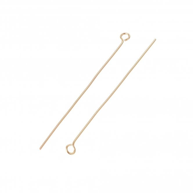 304 Stainless Steel 50mm Eyepins Findings - 18k Gold Plated - 25pcs