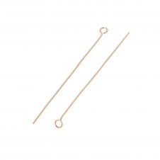 304 Stainless Steel 50mm Eyepins Findings - 18k Gold Plated - 25pcs