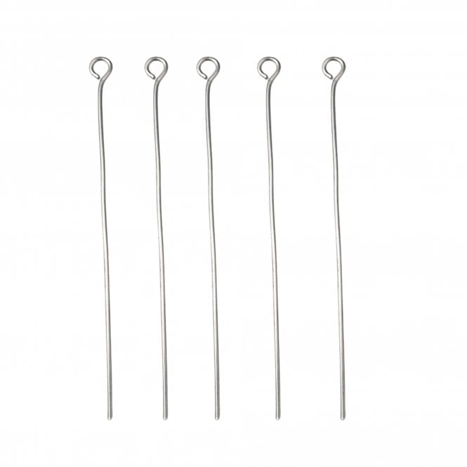 304 Stainless Steel 50mm Eyepins Findings - Original Colour - 50pcs