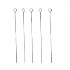 304 Stainless Steel 50mm Eyepins Findings - Original Colour - 50pcs