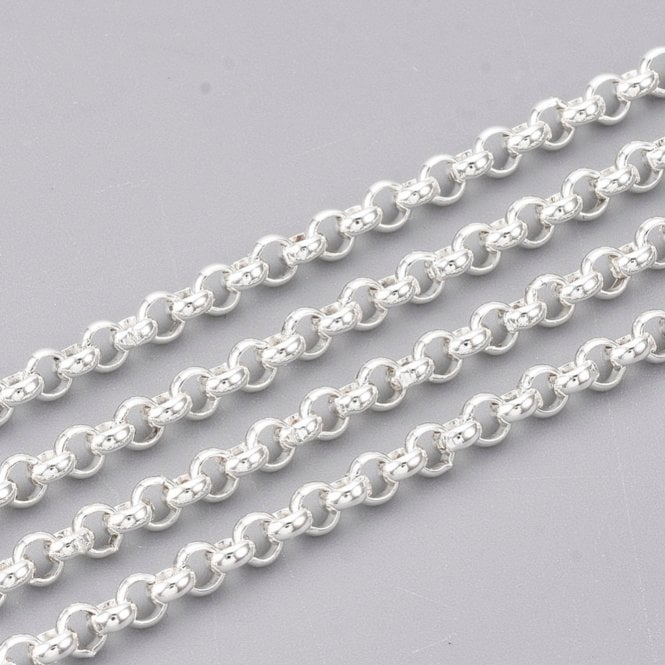 304 Stainless Steel Belcher Chain 3x3mm - Silver Colour - 1m