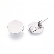304 Stainless Steel Brooch Flat Round - 15mm - 2pcs