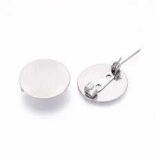 304 Stainless Steel Brooch Flat Round - 20mm - 2pcs