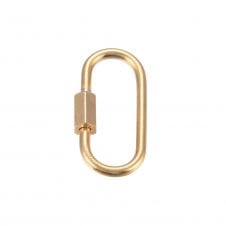 304 Stainless Steel Carabiner Lock Clasp 21x11mm - 18k Gold Plated - 1pc