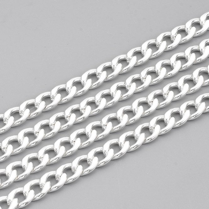 304 Stainless Steel Chunky Curb Chain 9x6mm - Silver Colour - 1m