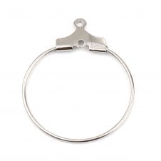 304 Stainless Steel Circle Hoop Earring Connectors 35mm - Silver - 2pcs