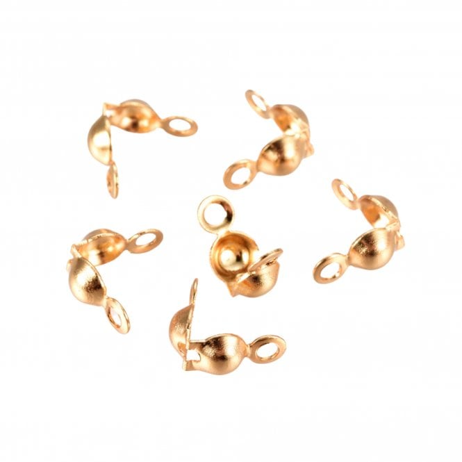 304 Stainless Steel Clamshell Calottes Findings 7.5x4mm - 18K Gold Plated - 20pcs