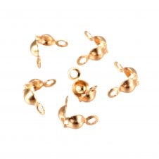 304 Stainless Steel Clamshell Calottes Findings 7.5x4mm - 18K Gold Plated - 20pcs
