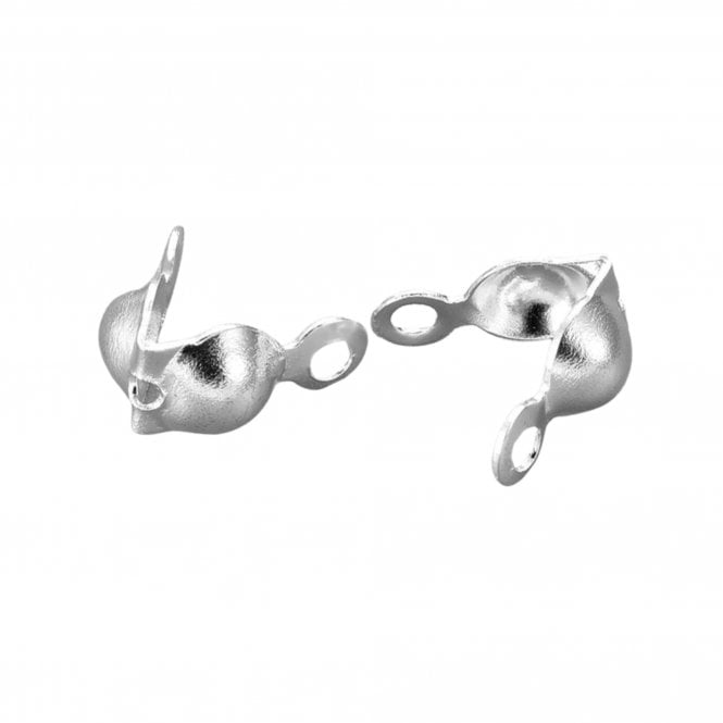 304 Stainless Steel Clamshell Calottes Findings 7.5x4mm - Silver Colour - 20pcs