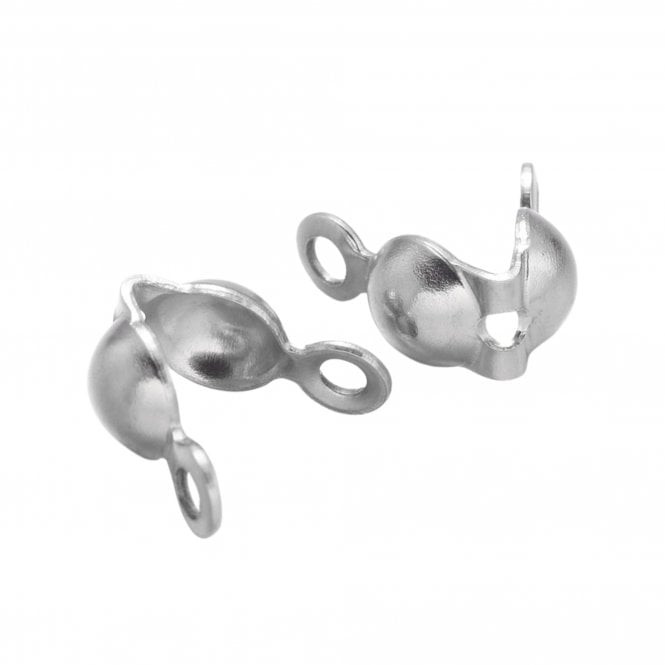 304 Stainless Steel Clamshell Calottes Findings 8x4mm - Original Colour - 20pcs