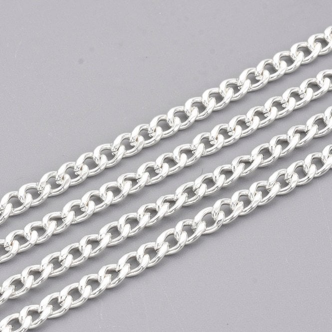304 Stainless Steel Curb Chain 4.5x3mm - Silver Colour - 1m