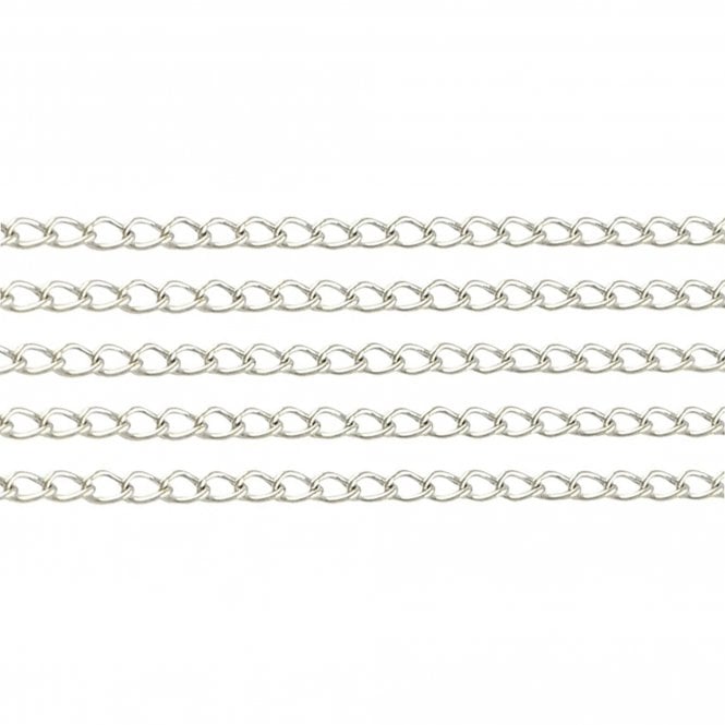 304 Stainless Steel Curb Link Chain 3x2mm - Original Colour - 1m