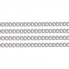 304 Stainless Steel Curb Link Chain 5x3mm - Original Colour - 1m