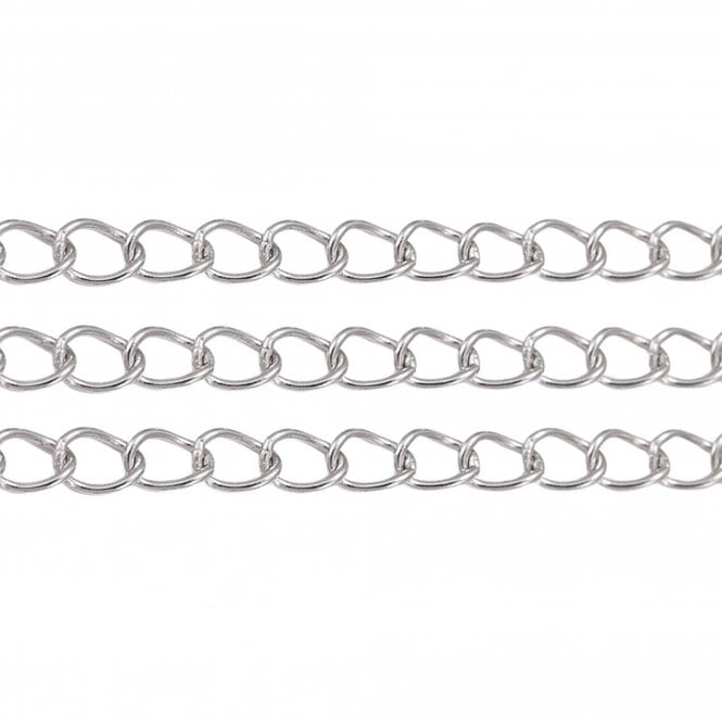 304 Stainless Steel Curb Link Chain 5x3mm - Original Colour - 1m