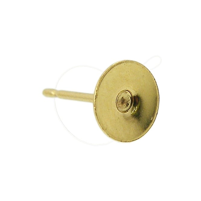 304 Stainless Steel Ear Stud with 6mm Flat Pad - Gold Colour - 25pcs