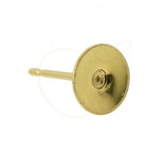 304 Stainless Steel Ear Stud with 6mm Flat Pad - Gold Colour - 25pcs