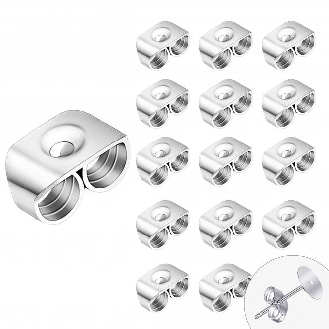 304 Stainless Steel Earring Back Scroll 4.5x6mm - Original Colour - 50pk