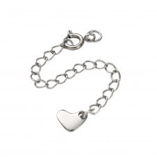 304 Stainless Steel Extension Chain with Heart w/Clasp 70mm - 2pcs