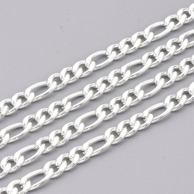 304 Stainless Steel Figaro Chain 9x4mm - Silver Colour - 1m