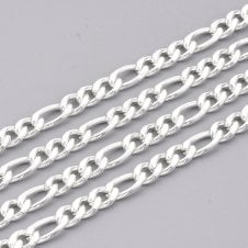 304 Stainless Steel Figaro Chain 9x4mm - Silver Colour - 1m