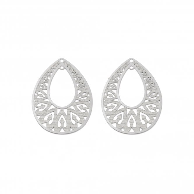 304 Stainless Steel Filigree Pendant 36x26mm - 2pcs