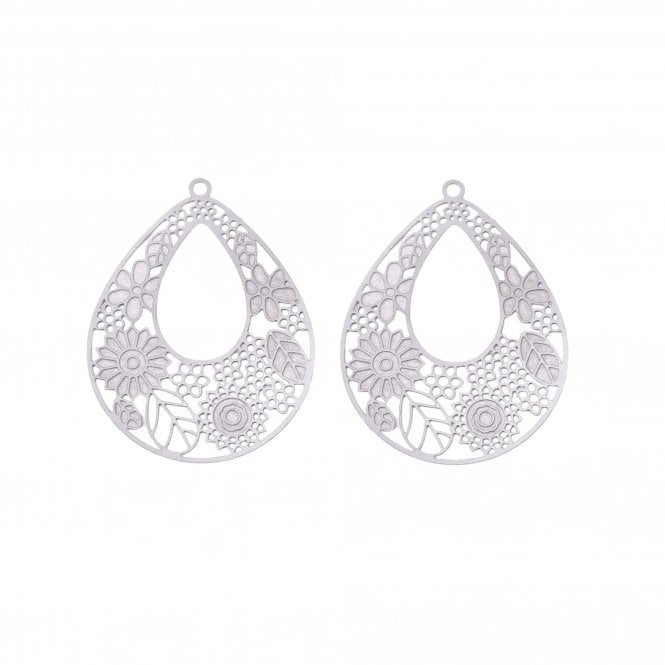 304 Stainless Steel Filigree Pendant 38x30mm - 2pcs