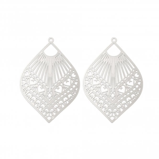 304 Stainless Steel Filigree Pendant 60x40mm - 2pcs