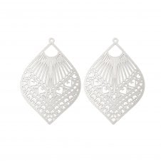304 Stainless Steel Filigree Pendant 60x40mm - 2pcs