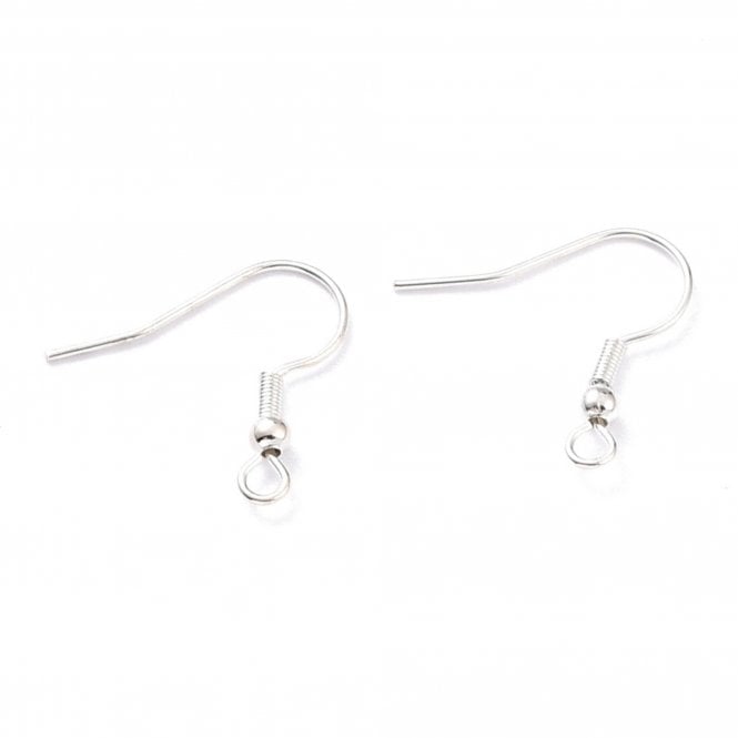 304 Stainless Steel Fish Hook Earring Components 20mm – 925 Sterling Silver Plated - 24pcs