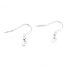 304 Stainless Steel Fish Hook Earring Components 20mm – 925 Sterling Silver Plated - 24pcs