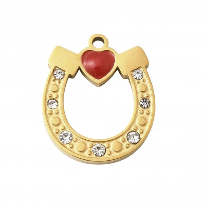 304 Stainless Steel Heart/Horseshoe Charm 17x15mm - 18k Gold Plated - 1pc