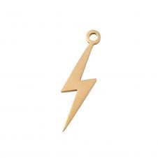 304 Stainless Steel Lightning Bolt Charm 20x5mm - 18k Gold Plated - 1pc