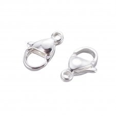 304 Stainless Steel Lobster Clasp 10mm - Silver Colour Plated - 5pcs