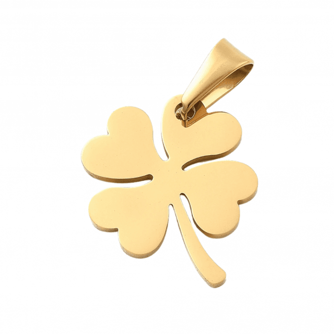 304 Stainless Steel Lucky Clover Charm 25x20mm - 18k Gold Plated - 1pc