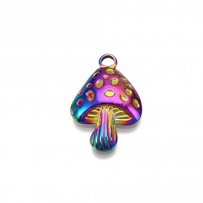 304 Stainless Steel Mushroom Pendant 24x16mm - Rainbow - 1pc