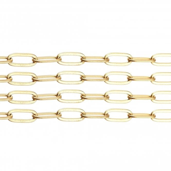 304 Stainless Steel Paperclip Link Chain 10x4mm - 18k Gold Plated - 1m
