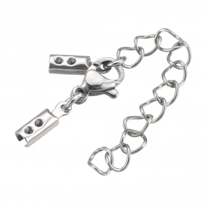304 Stainless Steel Ready Made Box Clasp with Extension Chain - 10x3mm - Original Colour – 1pc