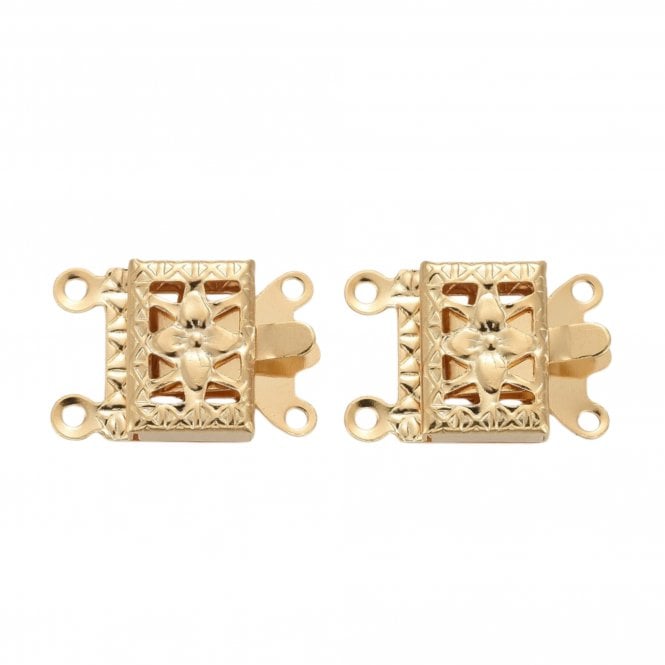 304 Stainless Steel Rectangle Box Clasp 15x10mm (2 Strands) - 24k Gold Plated - 2pcs
