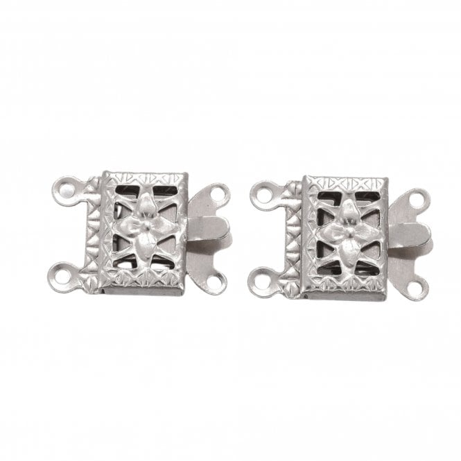 304 Stainless Steel Rectangle Box Clasp 15x10mm (2 Strands) - Original Colour - 2pcs