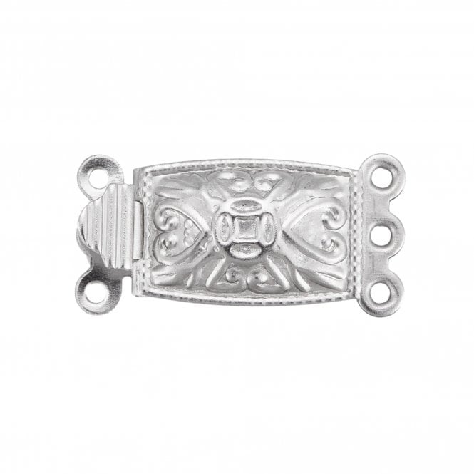 304 Stainless Steel Rectangle Box Clasp 21x10mm (3 Strands) - Original Colour - 1pc
