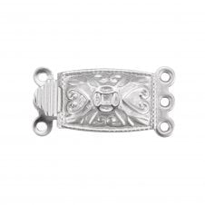 304 Stainless Steel Rectangle Box Clasp 21x10mm (3 Strands) - Original Colour - 1pc