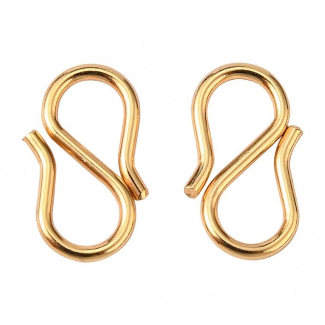 304 Stainless Steel S Hook Clasp 12x6mm - Gold Colour - 2pcs