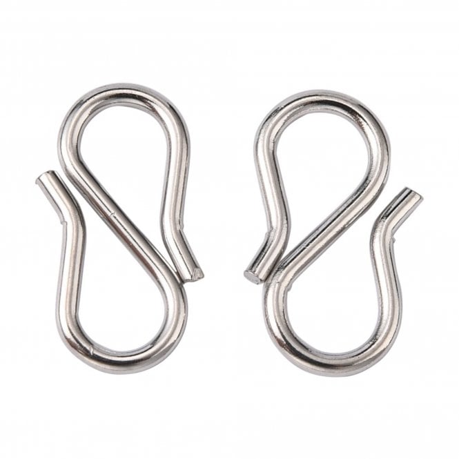 304 Stainless Steel S Hook Clasp 12x6mm - Original Colour - 2pcs
