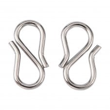 304 Stainless Steel S Hook Clasp 12x6mm - Original Colour - 2pcs